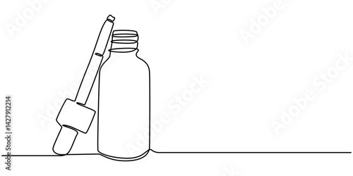 Continuous one line drawing of cosmetics bottle packaging set. Cosmetic bottles single line vector illustration. Editable line vector, Cosmetic bottle one line continuous. Cosmetic bottle  line art.