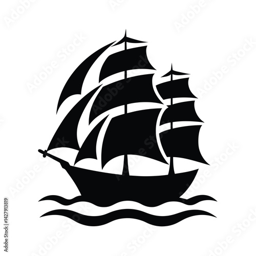 Wallpaper Mural black and white illustration vintage sailing ship for web and graphic Torontodigital.ca