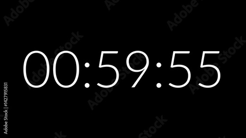 Countdown timer from 1 hour to 59 minute suitable for presentations, productivity, educational content, and more