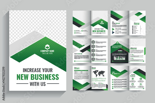 Professional  Clean corporate bi fold business brochure design template
