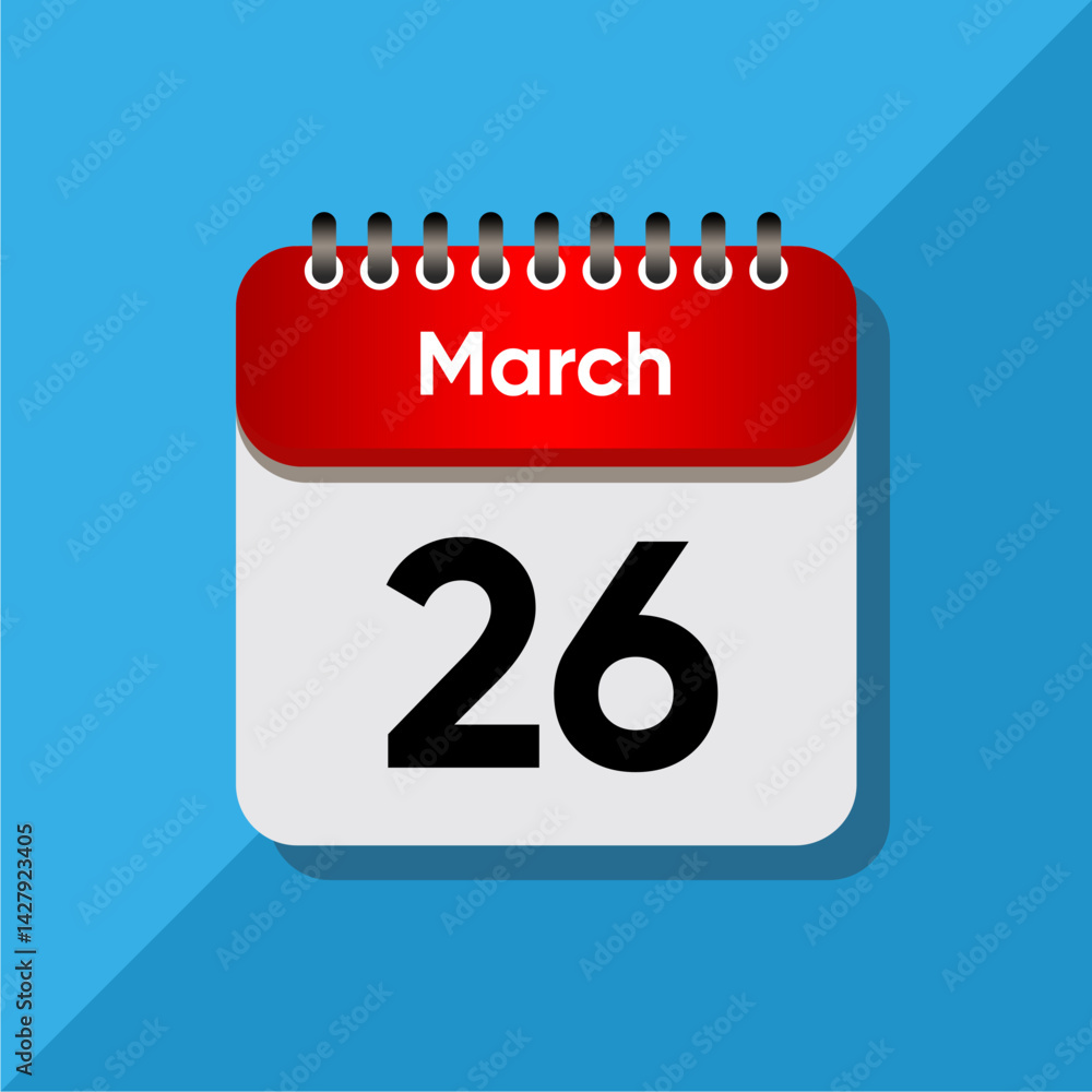 Fototapeta premium Minimalist Daily Calendar Template – March Date Icon Illustration