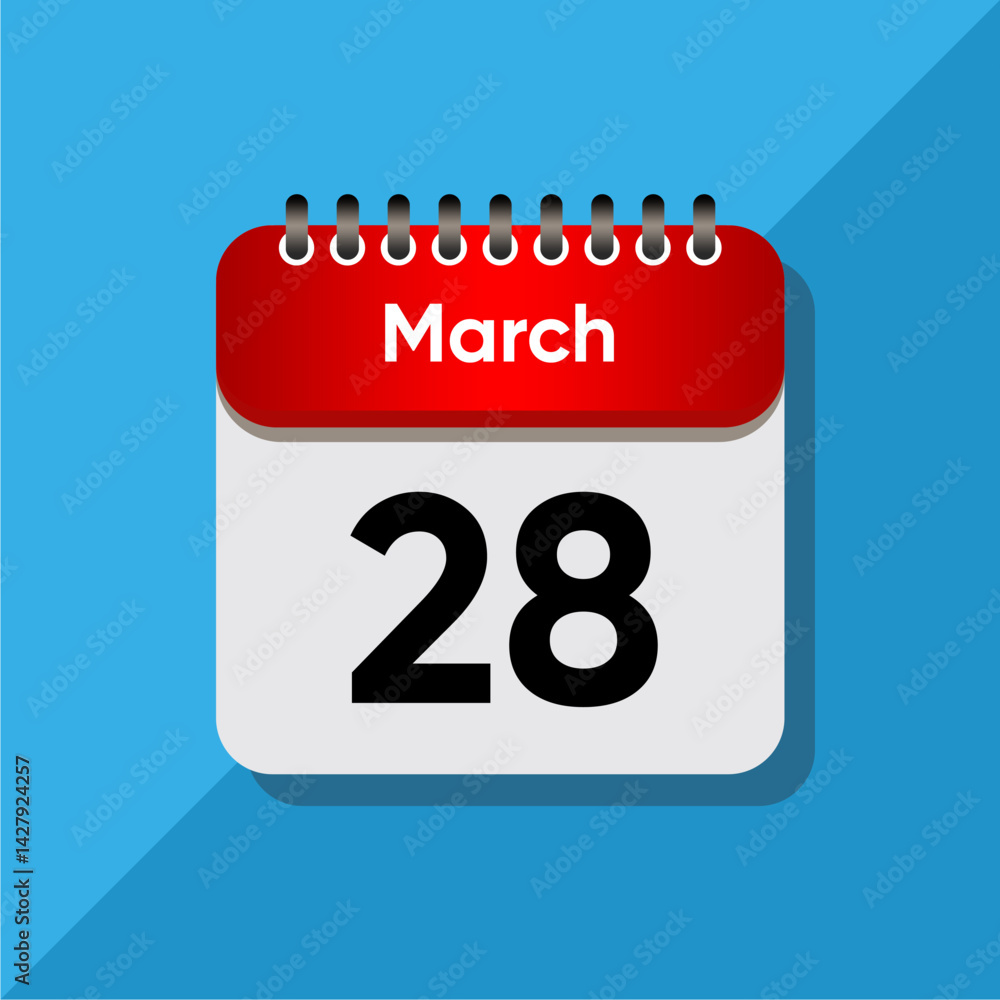 Fototapeta premium Minimalist Daily Calendar Template – March Date Icon Illustration