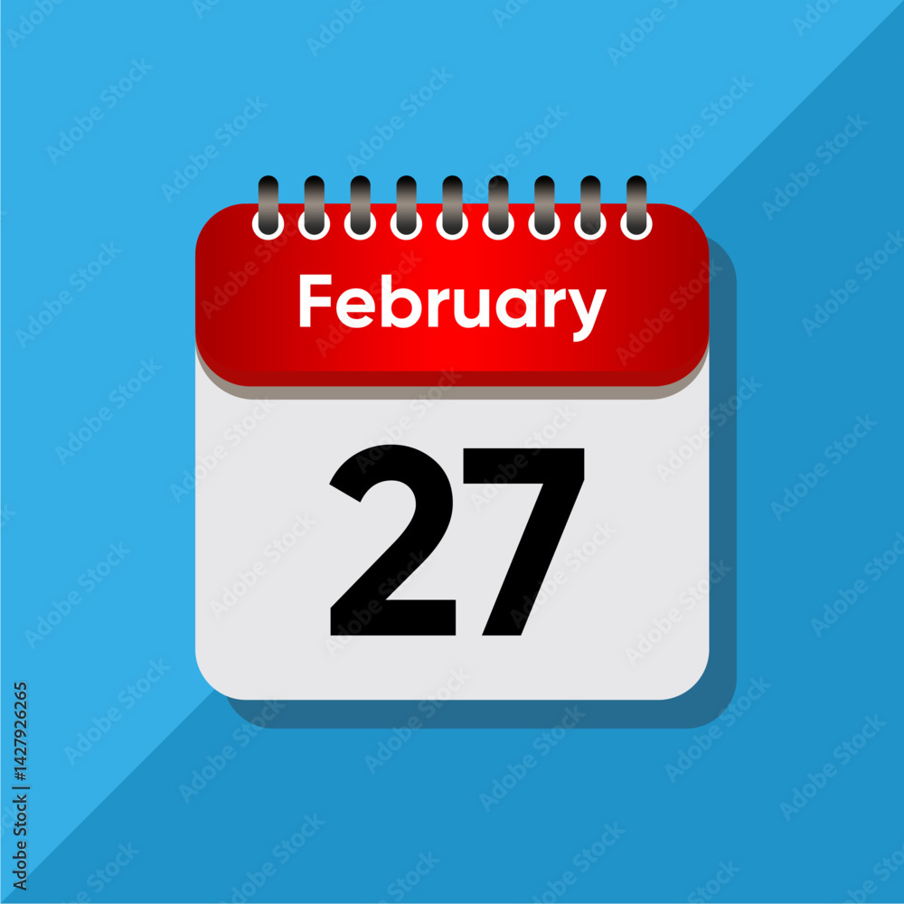 Minimalist Daily Calendar Template – February Date Icon Illustration Minimalist Daily Calendar Template – February Date Icon Illustration