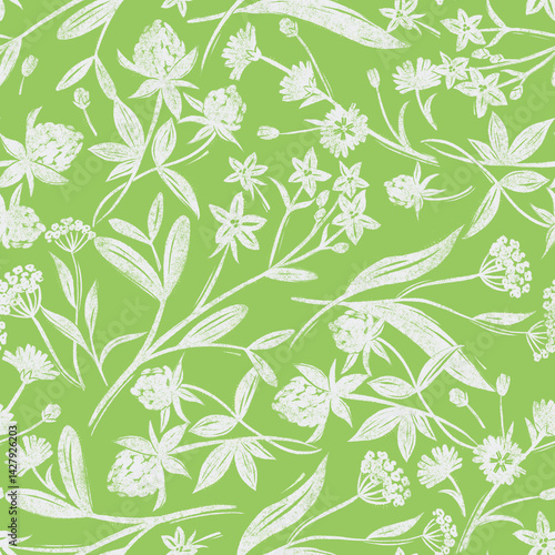 Seamless pattern with meadow flowers Summer mood