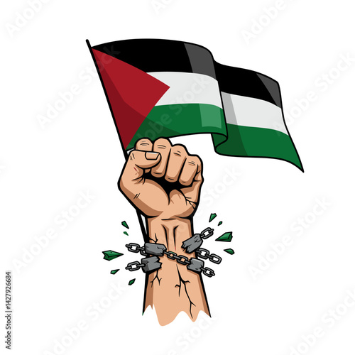 A raised fist holding the Palestinian flag, symbolizing resistance and solidarity