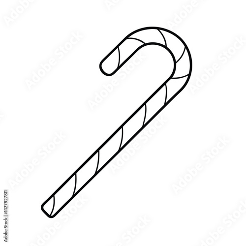 candy cane black line art vector on white background for web and graphic