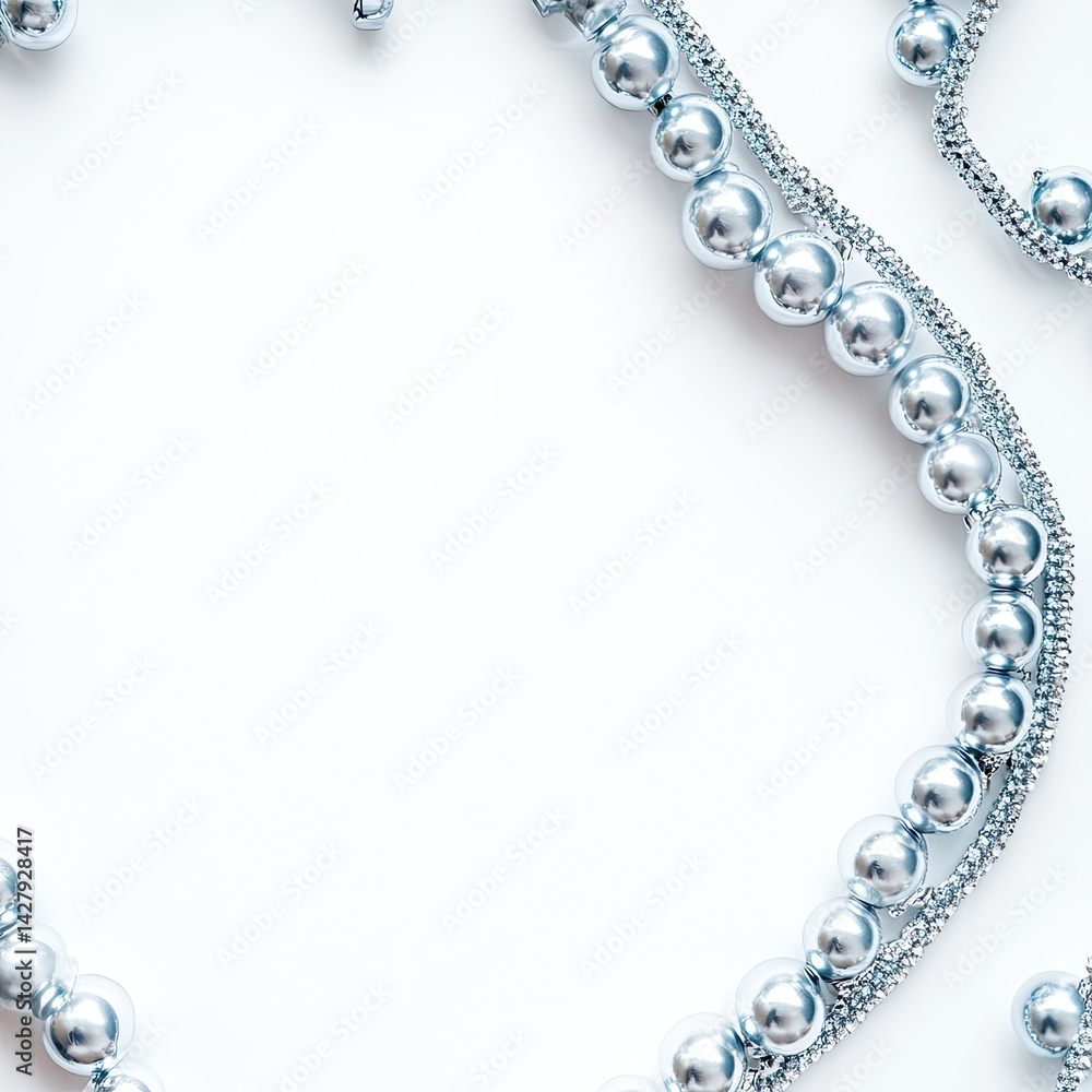 Obraz premium Silver beaded frame on white