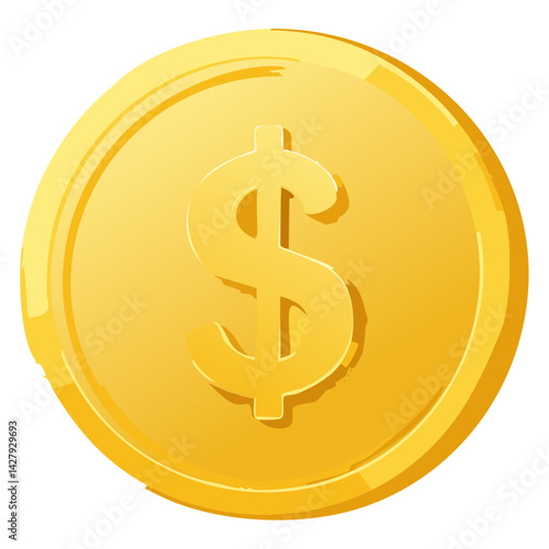 Gold coin dollar us currency money icon sign or symbol business and financial exchange 3D