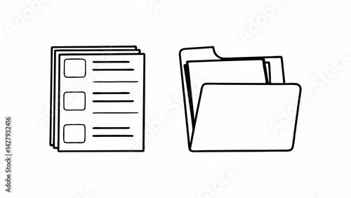 Office Work Tools Icons Workplace Equipment Business Instruments Administrative Functions