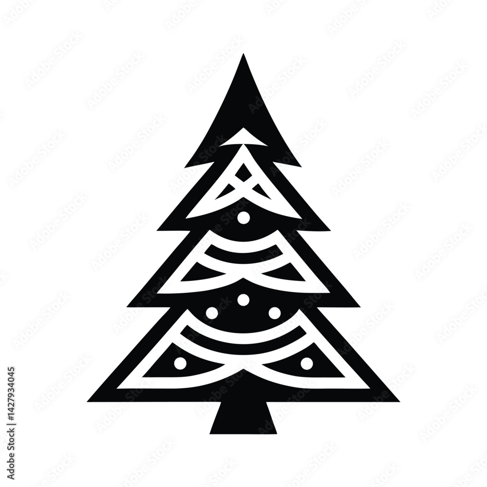 Obraz premium christmas tree tribal style black silhouette vector for web and graphic