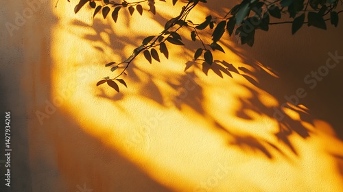 Soft golden-hour light casting warm shadows on a wall