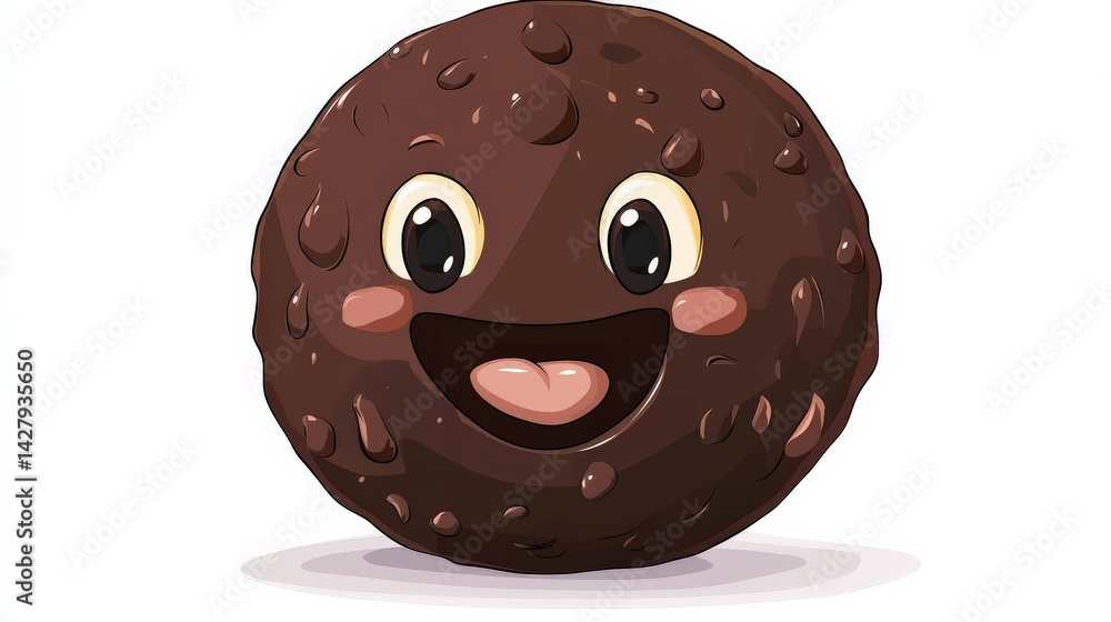 Fototapeta premium Happy Chocolate Truffle on White Background