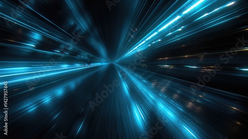 An abstract depiction of vibrant blue light trails cutting through a dark background, creating a sense of movement and depth. Ideal for modern design themes.