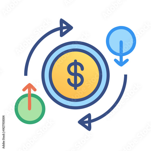 Money Flow Icon: Investment, Income, and Economic Circulation, Investment, financial Growth