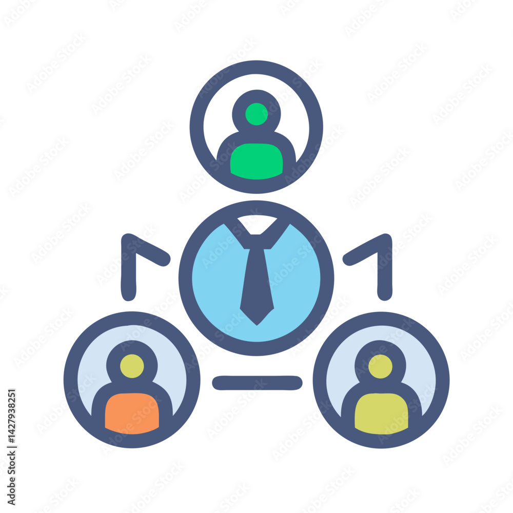 Organizational Chart Icon with Leader and Team Members Depicted Organizational Chart Icon with Leader and Team Members Depicted