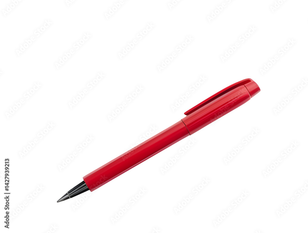 red ballpoint pen on transparent background red ballpoint pen on transparent background