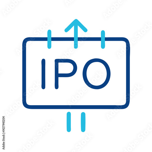 IPO Initial Public Offering Stock Market Launch Icon with Arrows
