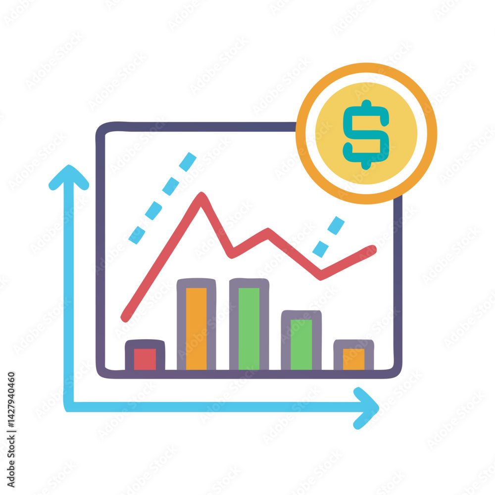 Financial Growth Chart with Dollar Coin: Investment and Business Analysis Financial Growth Chart with Dollar Coin: Investment and Business Analysis