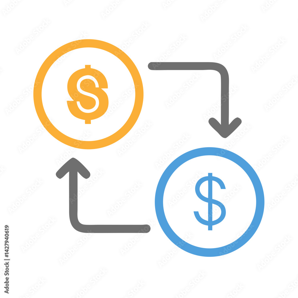 Money Exchange and Dollar Conversion Concept with Two Coins Money Exchange and Dollar Conversion Concept with Two Coins
