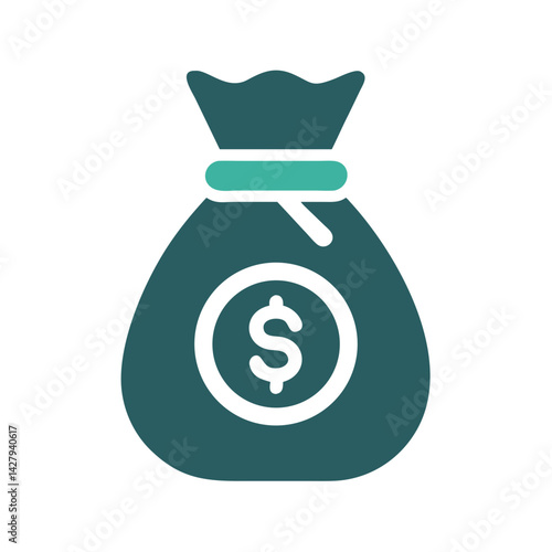 Money Bag Icon: Financial Investments, Savings, and Wealth Illustration