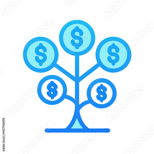 Money Tree Symbolizing Growth, Investment and Financial Success, on Black Background