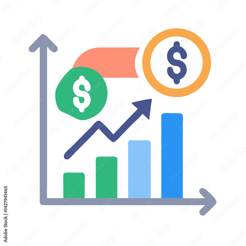 Financial Growth Chart with Dollar Symbols on Black Background Financial Growth Chart with Dollar Symbols on Black Background