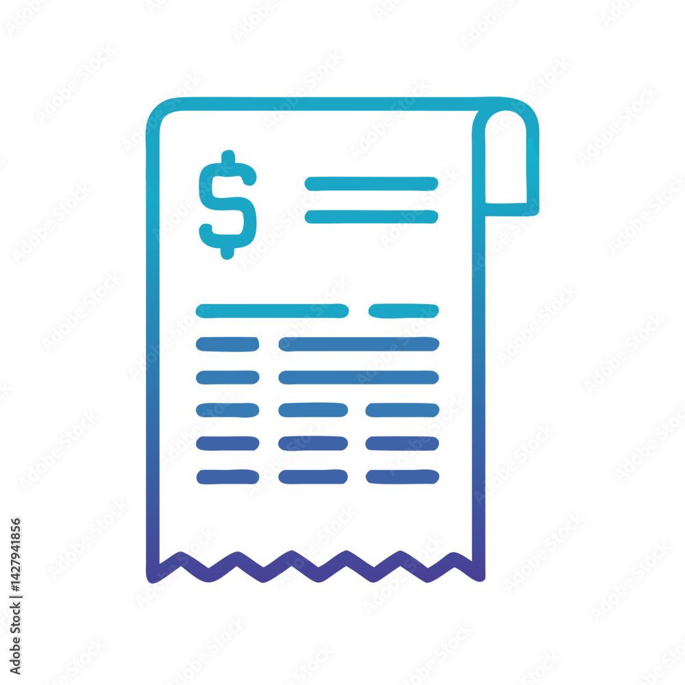 Gradient Bill Icon: Finance, Payment, Budget and Accounting Concept Gradient Bill Icon: Finance, Payment, Budget and Accounting Concept
