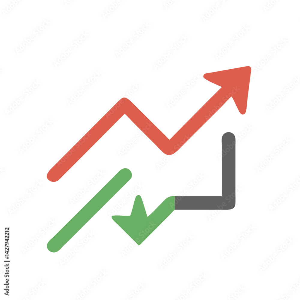 Stock Market Performance: Upward Trending Red Arrow With Green and Gray Stock Market Performance: Upward Trending Red Arrow With Green and Gray