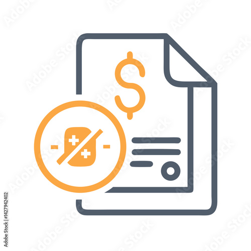 No Fees on Bill Icon - Digital Finance and Transaction Savings Concept