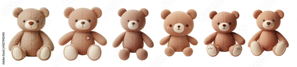 Six adorable teddy bears in various shades Six adorable teddy bears in various shades