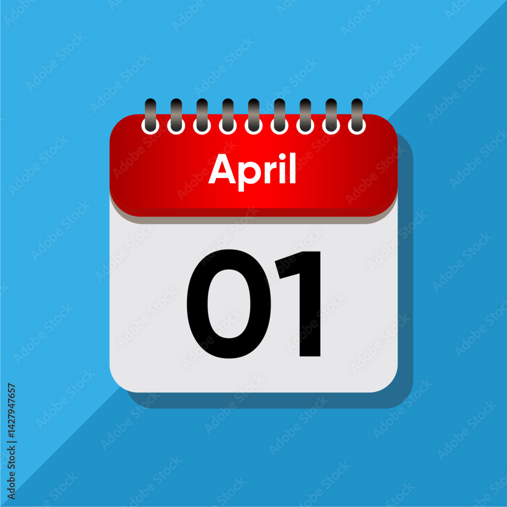 Modern Flat Style April Date – Red and Black Calendar Concept Modern Flat Style April Date – Red and Black Calendar Concept
