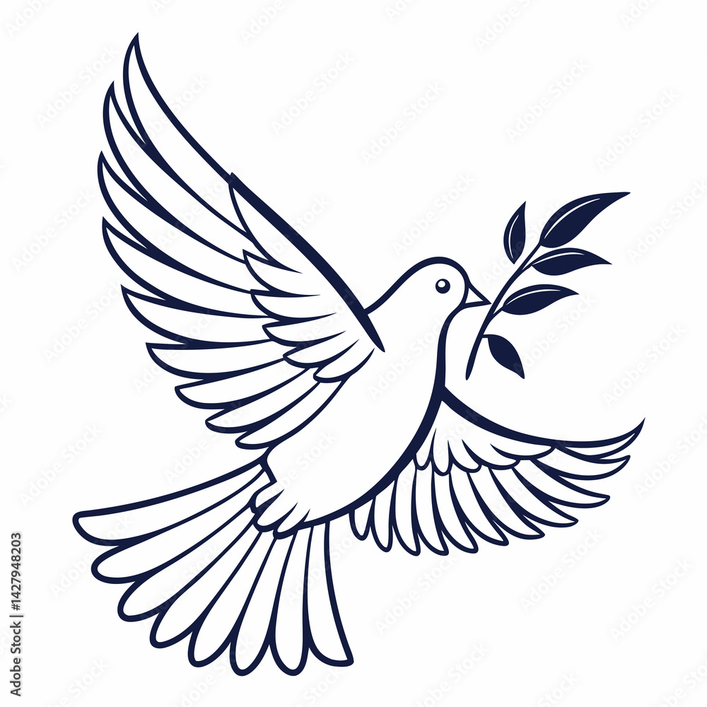 Obraz premium Peace Dove Icon AI Design File on White Background – Vector Symbol of Harmony