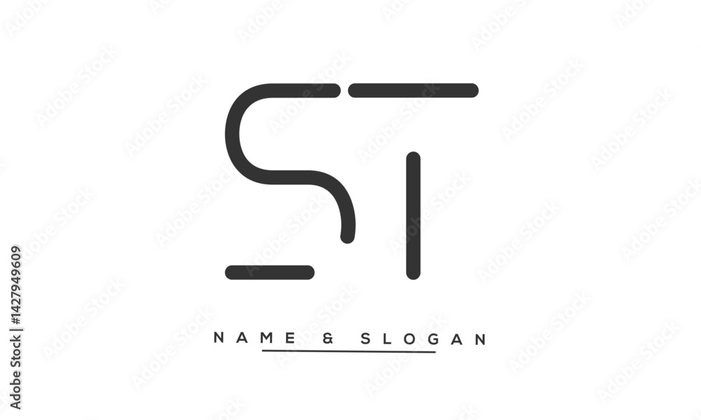 ST, TS Abstract Letters Logo Monogram