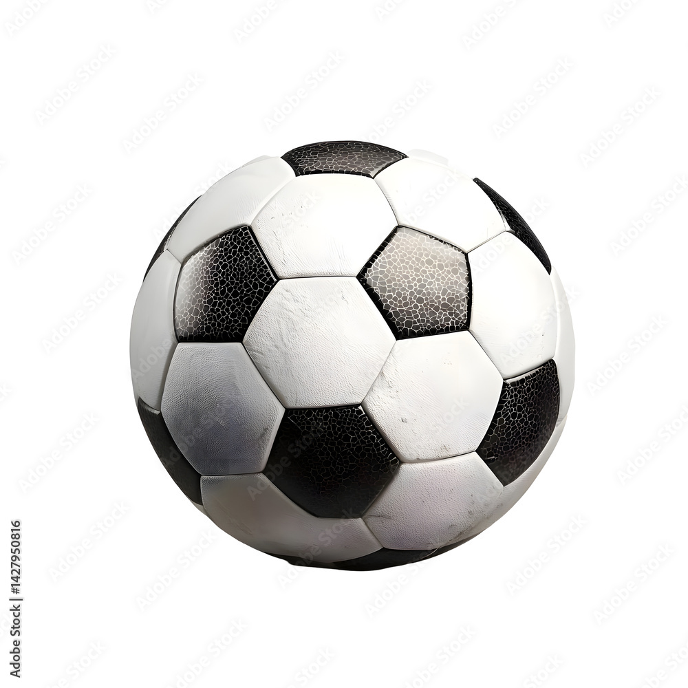 Fototapeta premium A classic black and white soccer ball resting on a plain neutral background ready for action on the field