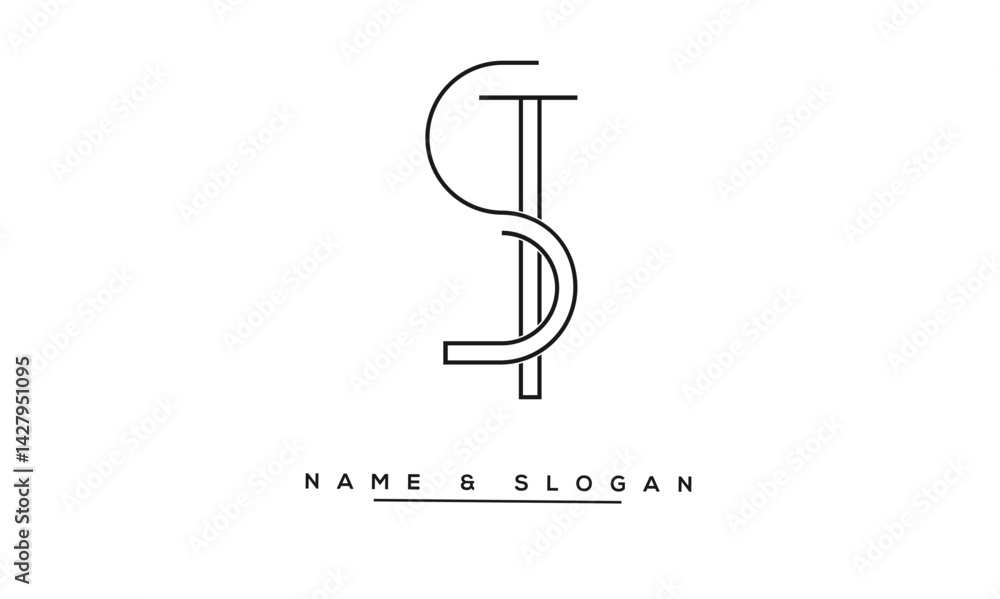 ST, TS Abstract Letters Logo Monogram