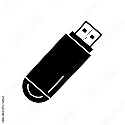 USB flash drive, thumb drive, data storage, digital device, black and white icon
