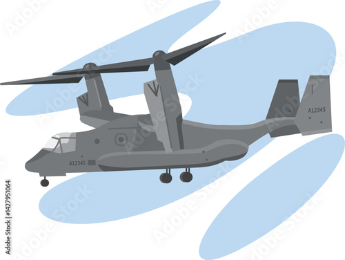 空を飛んでいるオスプレイのイメージイラスト