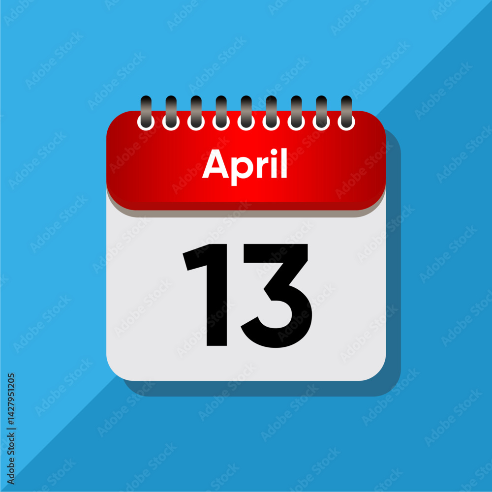 Modern Flat Style April Date – Red and Black Calendar Concept Modern Flat Style April Date – Red and Black Calendar Concept
