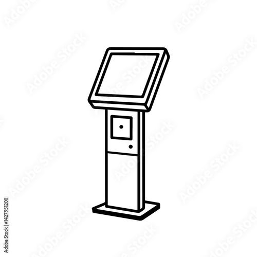 Kiosk terminal, simple line art design, for user interface