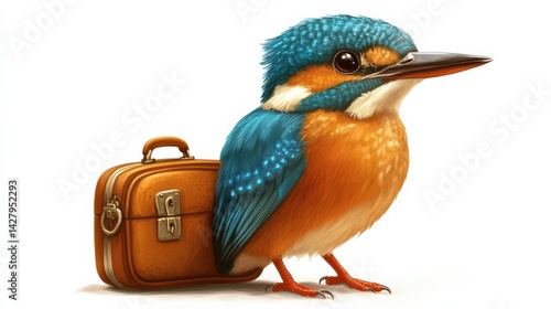 Bird with Tiny Suitcase Ready for Travel