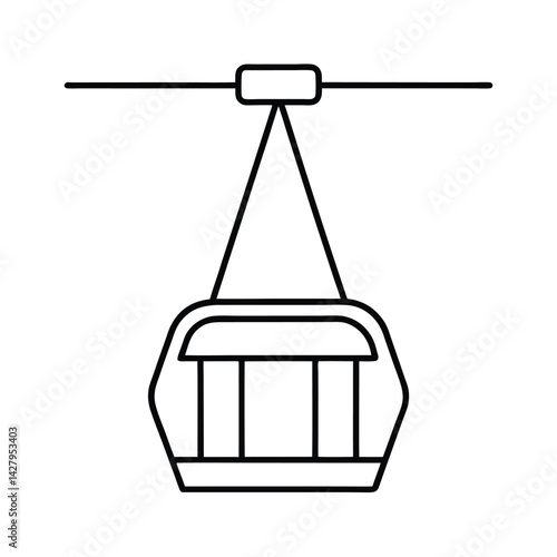 Gondola lift outline icon cable car vector illustration minimalist style for travel and tourism