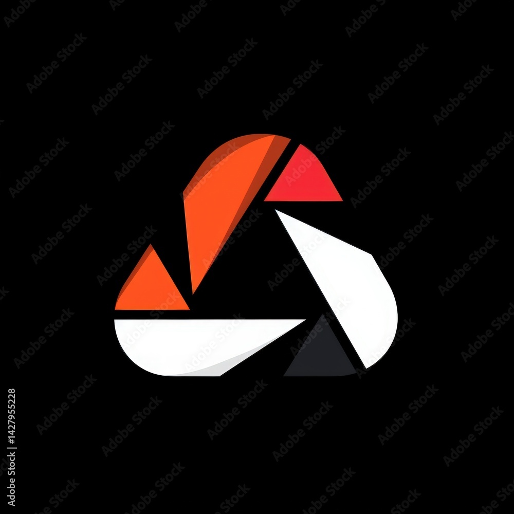 Abstract Geometric Shapes in Orange, White and Black