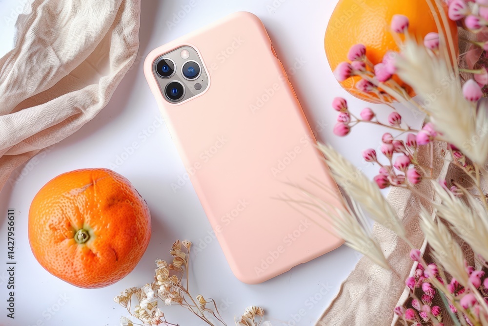 Pink Phone Case and Oranges