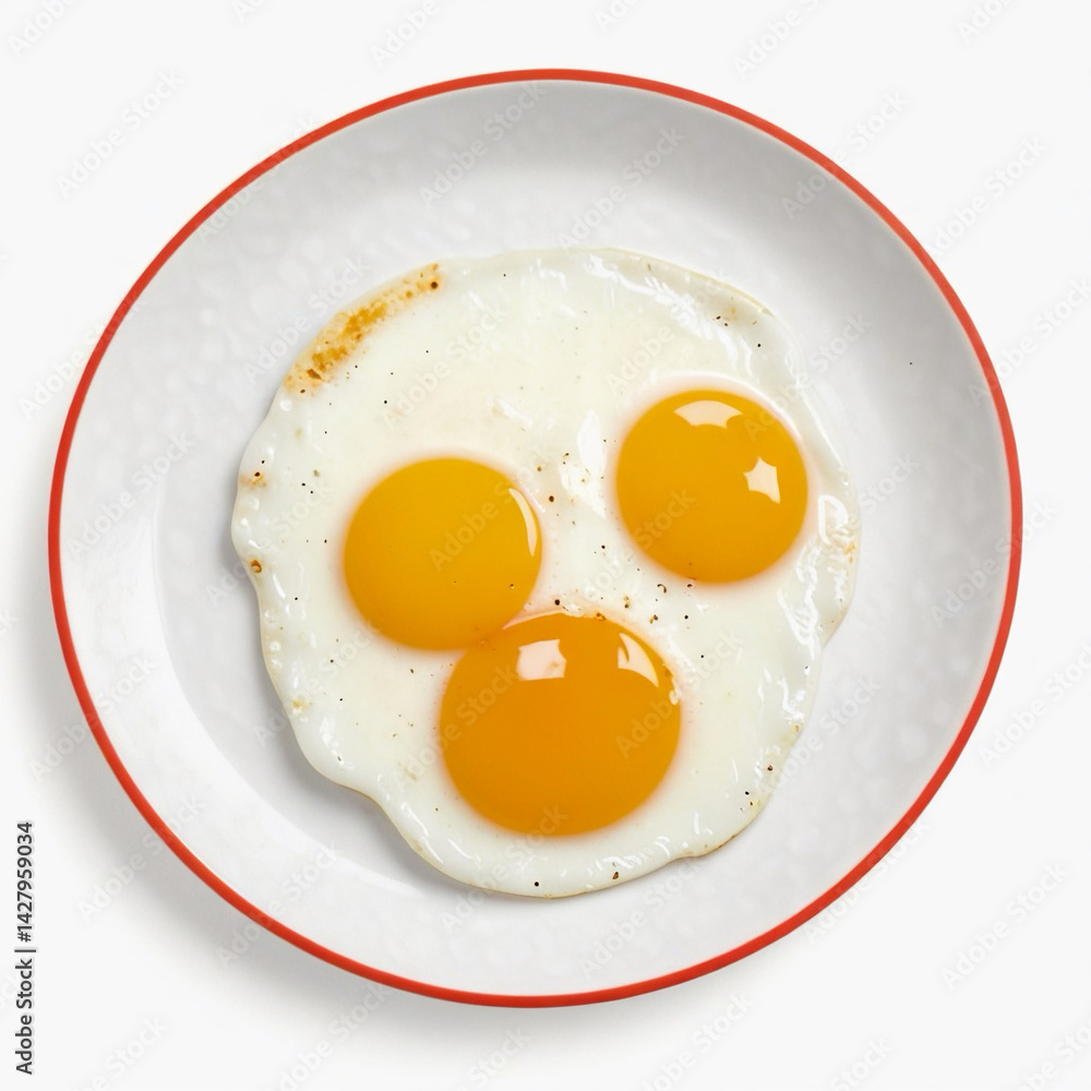 A playful arrangement of fried eggs on a white plate, resembling a smiling face.
A playful arrangement of fried eggs on a white plate, resembling a smiling face.