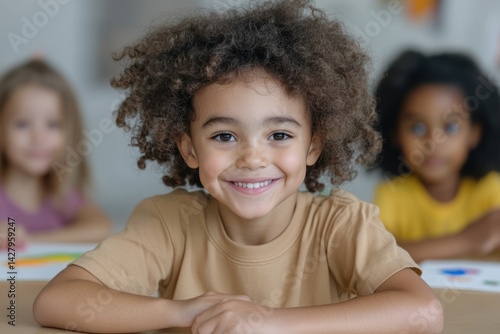 Wallpaper Mural Joyful Young Learners from Different Cultures Doing Art Together Torontodigital.ca