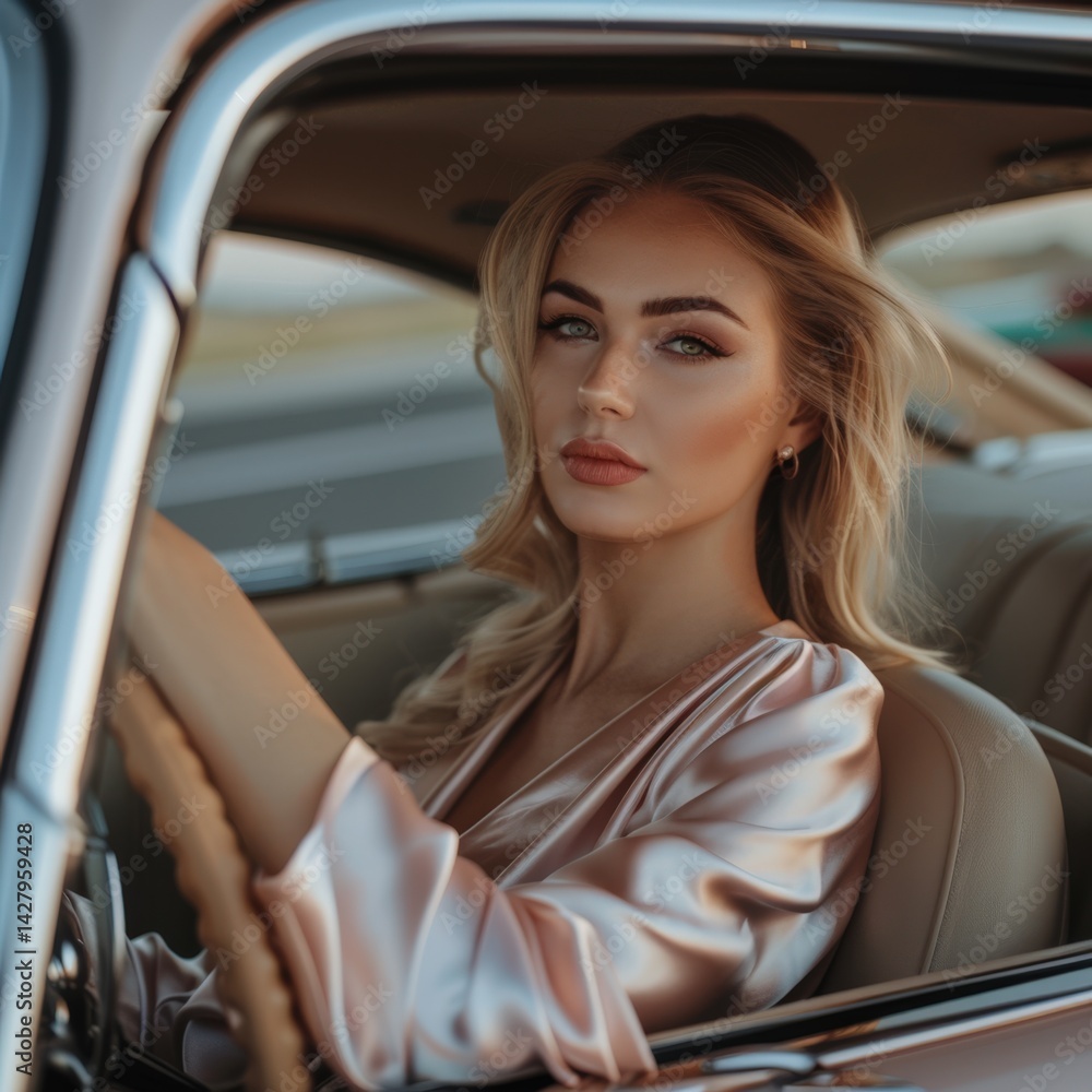 Elegant Woman Driving a CarFictional Character Created By Generative AI