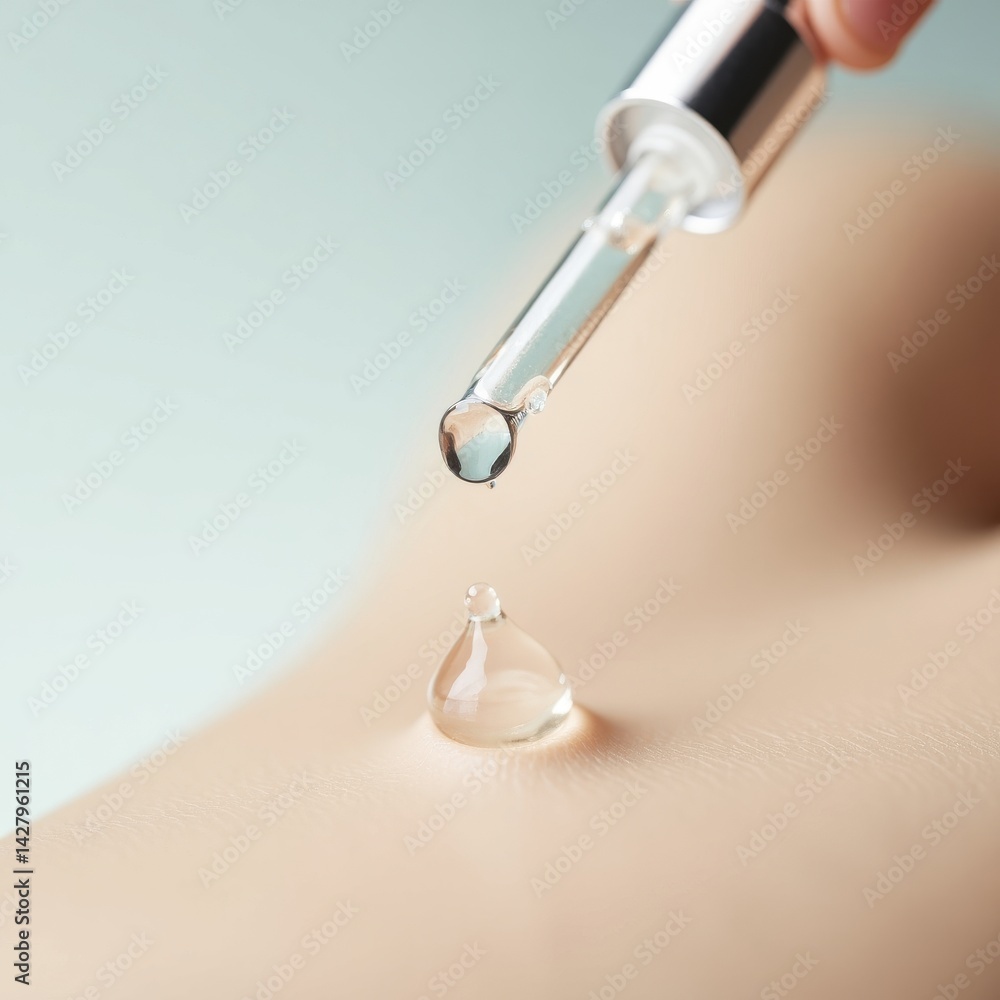 Serum drop application on skin Serum drop application on skin