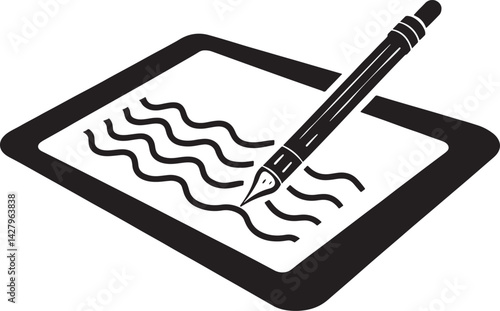 water drawing mat icon black silhouette