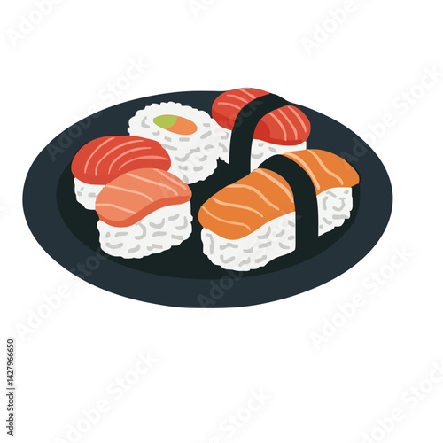 sushi with salmon on a plate