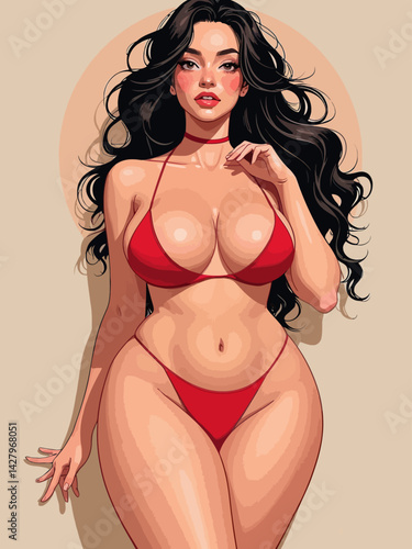 woman posing bikini illustration